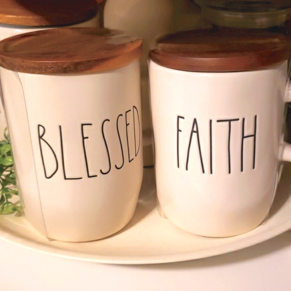 🆕️ Rae Dunn BLESSED & FAITH Coffee Tea Mug Bundle